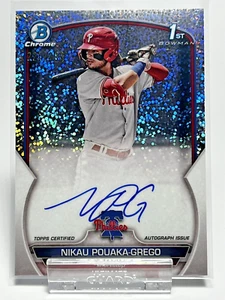Nikau Pouaka-Grego 2023 1st Bowman Cromo AUTO REFRACTOR MOTEADO 015/299 RC - Imagen 1 de 2