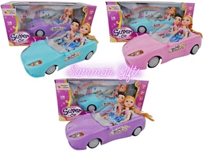 Girls Convertible Sports 1/18 Radio Remote Control RC Car with Boy & Girl Doll - Picture 1 of 15