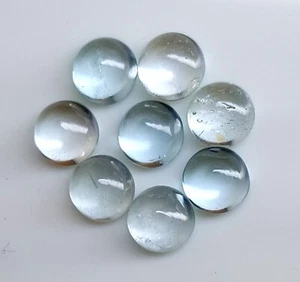 9.20 Carat 100% Natural Aquamarine Round Smoothies Cabochons Gemstones Lot AQ-4 - Picture 1 of 4