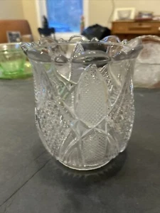 Vtg Manganese Spooner Biscuit Jar Clear Glass Glows - Picture 1 of 5