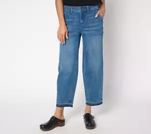 Denim & Co. Regular Indigo Easy Stretch Tapered Ankle Jean Medium Wash 2 - Picture 1 of 5