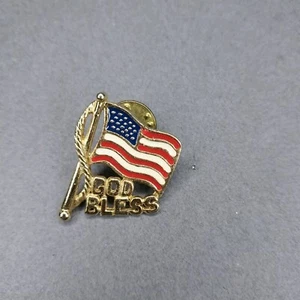 God Bless amerikanische Flagge goldfarbene Hutanstecknadel - Bild 1 von 2