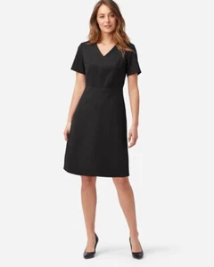 NWT - Pendleton Dress Size 4 Black Virgin Wool V Neck Short Sleeve A Line Midi - Picture 1 of 11