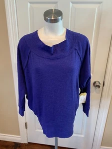 We The Free: Free People Blue Wide Neck Sweater, Size XS - Foto 1 di 6