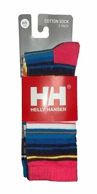 Paquete de 3 calcetines de algodón, rayas, O/S (6-8) Helly Hansen para mujer Foto 1 de 4