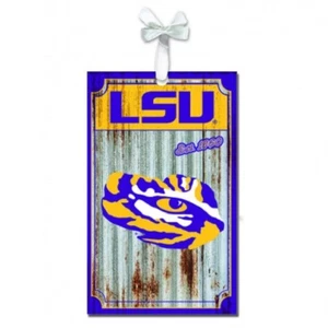 Louisiana State University adorno de metal corrugado regalo de vacaciones de Navidad - Imagen 1 de 1