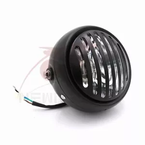 Faro griglia nero billetta moto 6,5" PER HARLEY CHOPPER CAFE RACER BOBBE - Foto 1 di 7