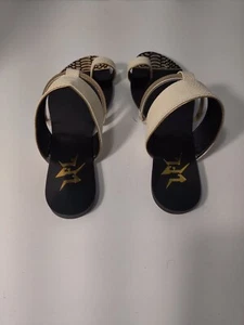 LFL Open Toe Freizeit-Pantolette, beige mit goldfarbenen Beschlägen Größe 6,5 - Bild 1 von 3