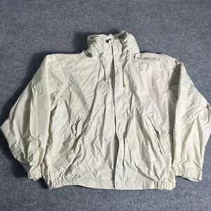 Vintage 90s Nautica Jacket Hooded Full Zip L Beige Golf - Picture 1 of 8