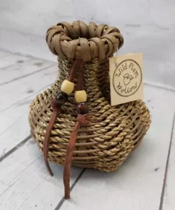 Vaso tessuto fatto a mano rattan erba marina 5,5 pollici cesto matite boho chic decorazione vimini - Foto 1 di 13