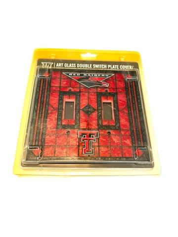 UNIVERSITY OF TEXAS ART GLASS DOUBLE SWITCH PLATE COVER ( NEW ) Cover