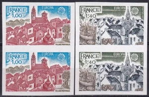 Francia 1977 Yvert 1928/29 Par Imperforado Europa CEPT Arquitectura Estampillada sin montar o nunca montada en muy buen estado - Imagen 1 de 2