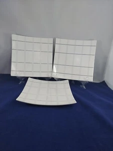 NAUTICA YACHT CLUB PATTERN MADE IN CHINA 3 SQUARE SALAD PLATES 8" BEAUTIFUL. - Picture 1 of 6