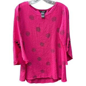 Blusa Ali Miles rosa a pois con dettagli di bottoni donna S - Foto 1 di 11
