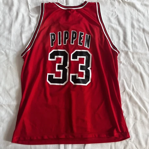 Vintage 90s Champion Pippen Bulls Jersey 48 Blank Front NBA Basketball Sports Cover