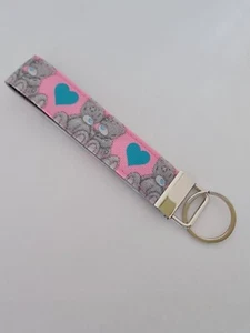 Teddy bear print key fob wristlet / handbag accessory - Picture 1 of 1