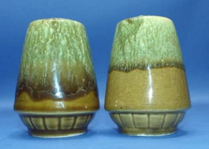 Rare Vintage 1970’s Hull USA Drip Glaze Pottery Stoneware Salt Pepper Shakers 4” - Picture 1 of 6