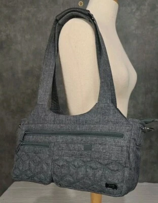 Bolso de Mano Corto Lug Streetcar en Azul Gris Cartera Organizador Viaje Doble Asa Foto 1 de 4