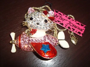 BETSEY JOHNSON glänzender Kristall KÄTZCHEN Anhänger Halskette, Legierung, 27 Zoll, MODE - Bild 1 von 7