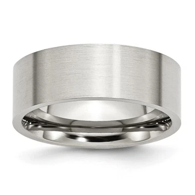 Stainless Steel Flat 8mm Brushed Band Ring - Image 1 of 4