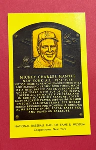 Mickey Mantle ~ goldene Baseball HOF Plakette Postkarte ~ New York Yankees - Bild 1 von 6