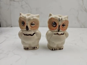 Vintage Shawnee Pottery Winking Owl Ceramic Salt & Pepper Shakers No Corks - Picture 1 of 9
