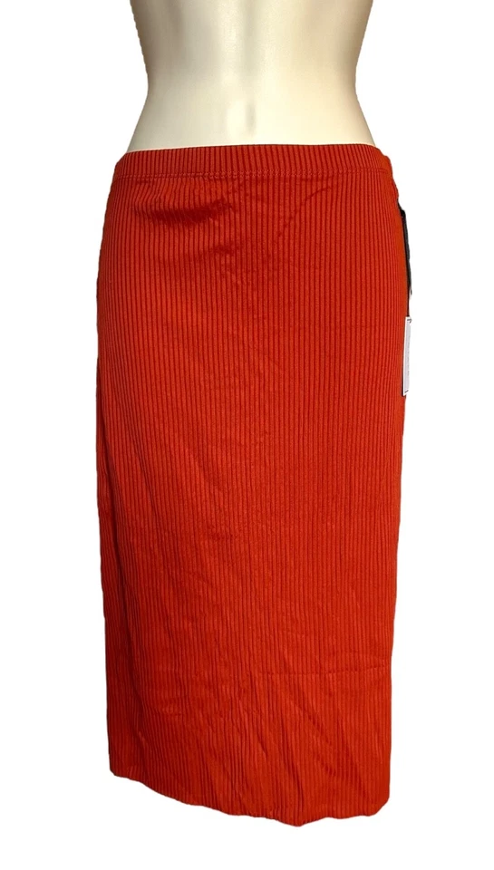 1. Falda lápiz midi a rayas State para mujer talla S naranja picante Foto 1 de 4