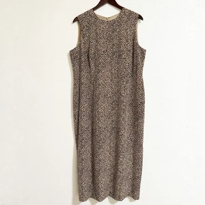 Spenser Jeremy Silk Leopard Print Midi Dress Tan Black Size 18P - Picture 1 of 9