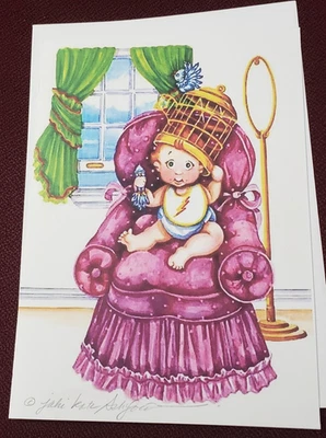 Tarjeta de felicitación Bad Baby Watch the Birdie Bird Note Card Ashford Art Nuevo Foto 1 de 4