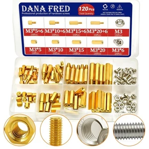 M3 Kit Assortimento Dadi Viti Esagonale Maschio Femmina Ottone Distanziali,120 Pezzi M3 - Foto 1 di 2