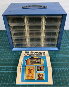 Vintage Akro-Mils Blue Metal 15 Drawer Storage Organizer Parts Crafts USA NOS - Picture 1 of 10