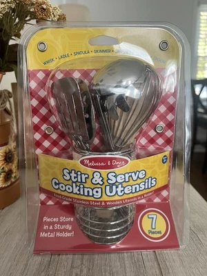Melissa & Doug Let's Play House! Utensilios Acero Inoxidable y Madera 7 Piezas Nuevo Foto 1 de 3