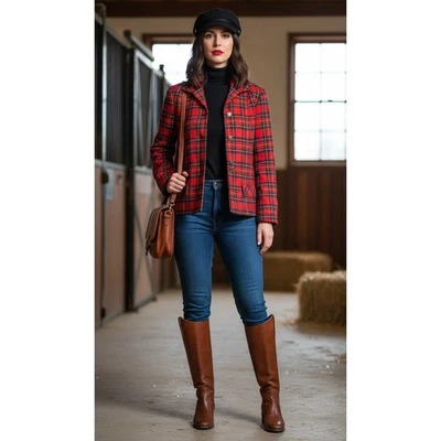 Chaqueta de Lana Pendleton Tartán Años 70 De Colección 10 Roja Escocesa Escocesa Escocesa Heritage Lana Blazer  Foto 1 de 4