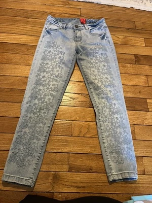 Vaqueros de diseño V CRISTINA bordados talla 6 mezcla de algodón desgastado Foto 1 de 4