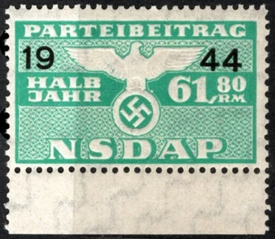 1944 Nazi Germany Dues Stamp NSDAP Half Year Membership Party Contribution 61.80 - Image 1 of 4
