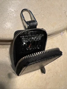 Leder Schlüsselanhänger Accessoire Schlüsselanhänger Geldbörse Etui schwarz - Bild 1 von 5