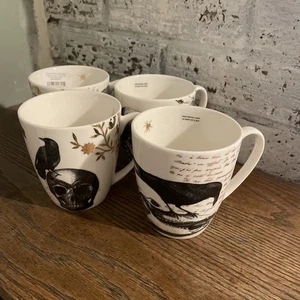 Vintage Lenox Gold Halloween Boxed Set 4 - 12 Oz Becher Totenköpfe und Raben Neu - Bild 1 von 10