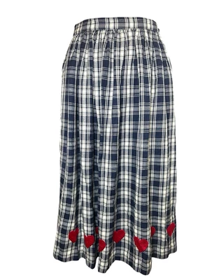 Vtg The Eagles Eye Primitive Plaid Embroidered Heart Skirt XL Teacher Country - Image 1 of 4