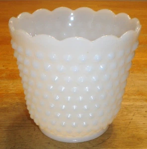 Vintage Fire-King Anchorwhite White Milk Glass Hobnail Jardiniere Anchor Hocking - Picture 1 of 6