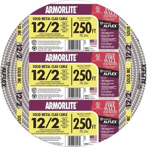 Southwire 250 Fuß Stärke 12/2 Stärke solides CU MC (Metall plattiert) Armorlite Kabel - Bild 1 von 1
