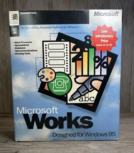 Microsoft Works 4.0 for Windows 95 Vintage PC  3.5" FLOPPIES Brand New - Picture 1 of 4