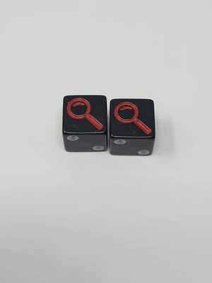 Clue Silver Line Black Dice Red Magnifying Glass Icon Replacement Game Piece - Image 1 of 3