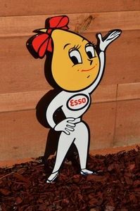 OLD STYLE 24" ESSO MOTOR OIL DROP GIRLTHICK STEEL SIGN SUPER ESSO PIECE USA MADE - Picture 1 of 9