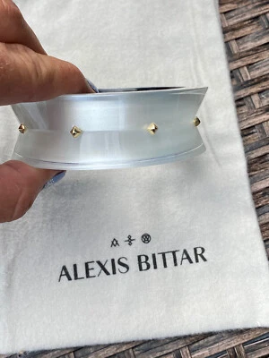 100% подлинный Alexis Bittar серебро/белый люцит, золотой пирамиды браслет-гвоздик - Изображение 1 из 4