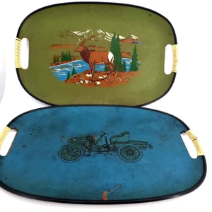 60s Midcentury Modern Set of 2  Serving Tray by TILSO of Japan hand painted - Picture 1 of 10