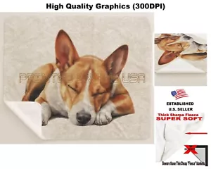 Basenji Hunderasse schlafender Welpe Kunst Sherpa Vlies Überwurfdecke - Bild 1 von 6