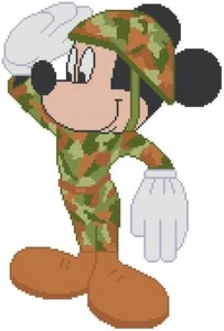 CROSS STITCH+ CRAFT PATTERN Mickey Mouse Military Army Fatigues USA Soldier - Picture 1 of 16