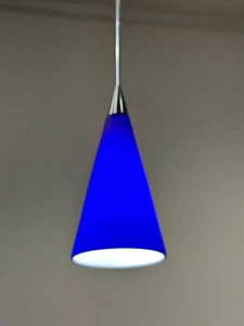 Cone Pendant - Blue/Nickel - Tech Lighting Equivalent - 12V Halogen - NEW - Picture 1 of 5
