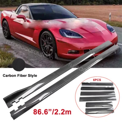 For Chevrolet Corvette C6 C5 Carbon Style 86.6" Side Skirt Rocker Panel Splitter Foto 1 de 4