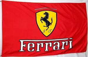 Ferrari Prancing Horse Red Premium Flag 3' x 5' Automotive Banner USA Seller - Foto 1 di 3